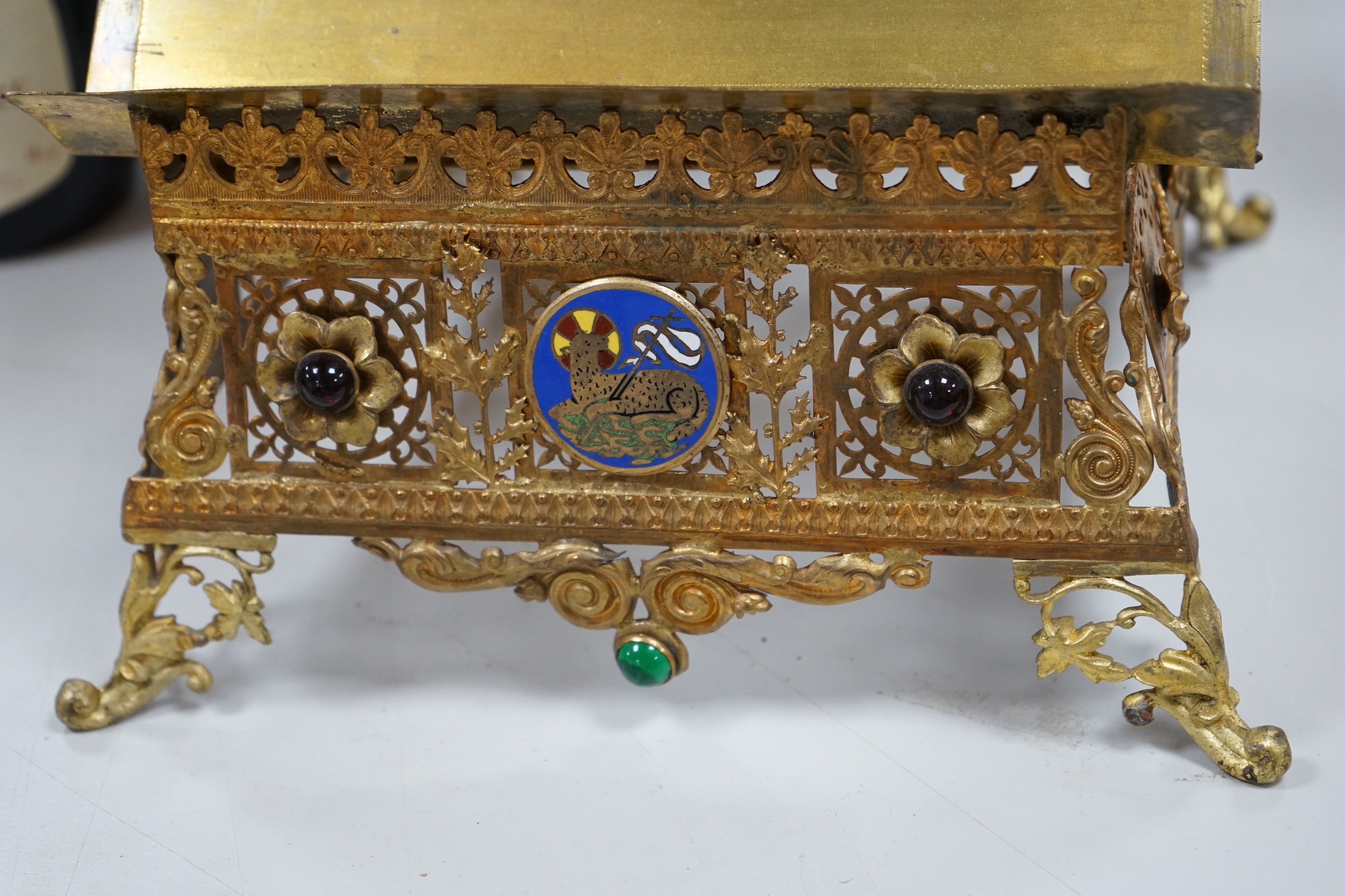 A gilt brass bible stand